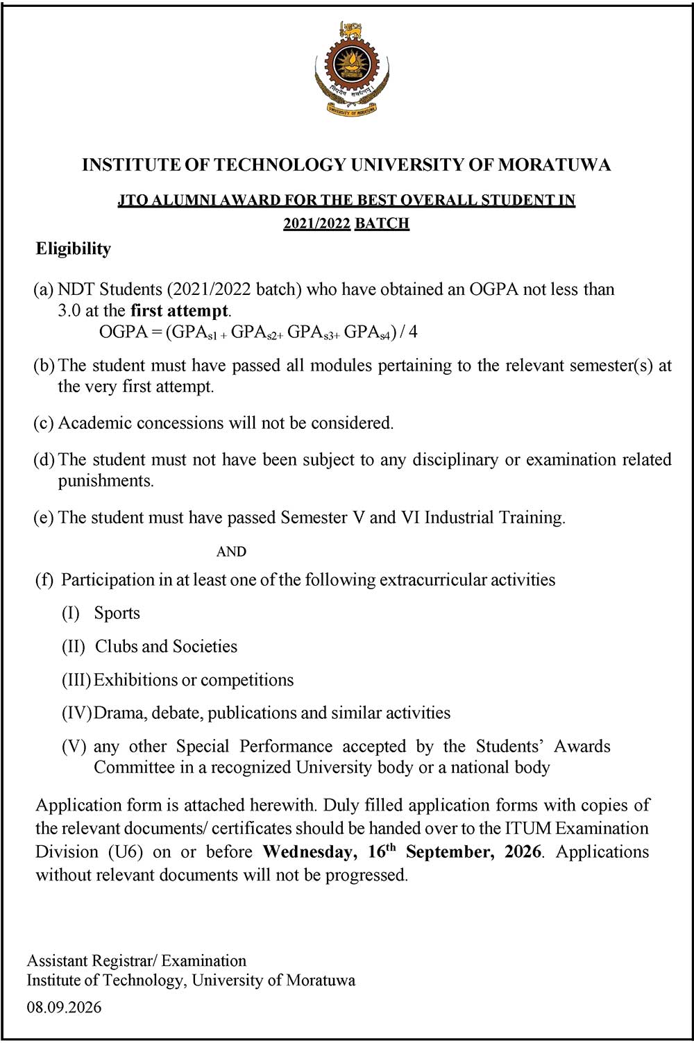 Calling applications for JTO