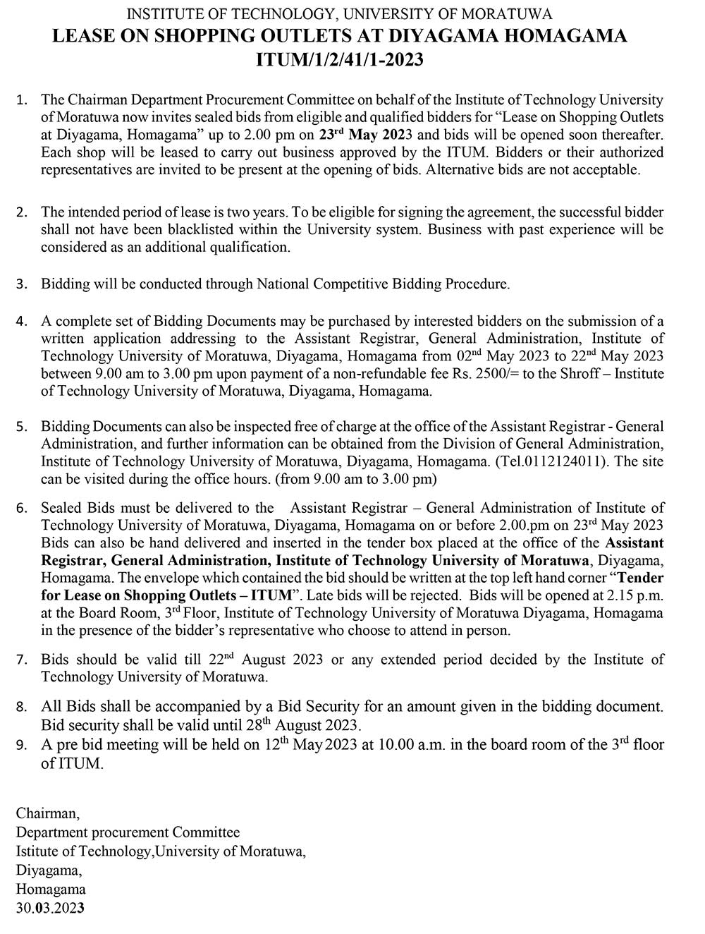 Tender Notice